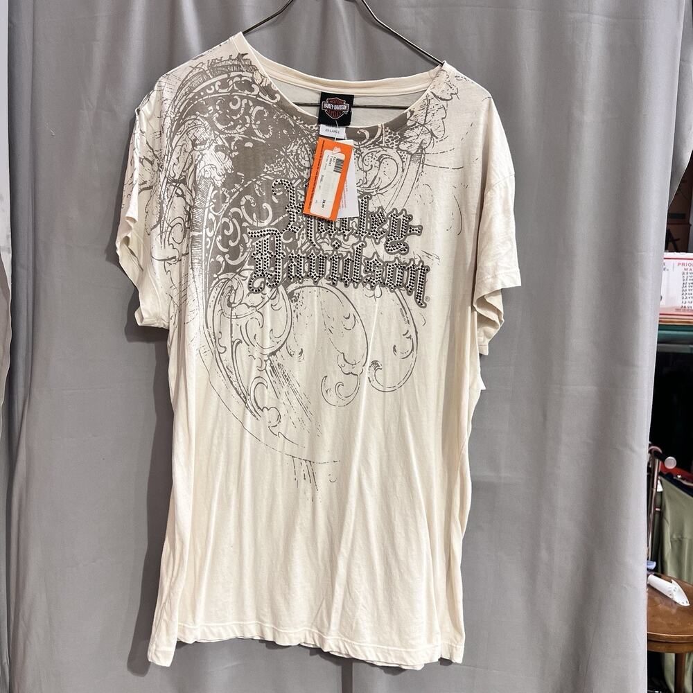 Harley-Davidson NWT short-sleeve top featuring a rhinestone logo Size 2XL BR2278